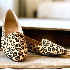 Leopard print loafer flats